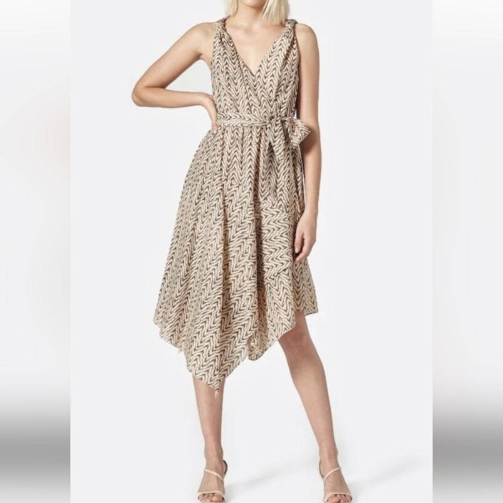 Joie Pharrah Dress Chevron Asymmetrical Cotton Dress